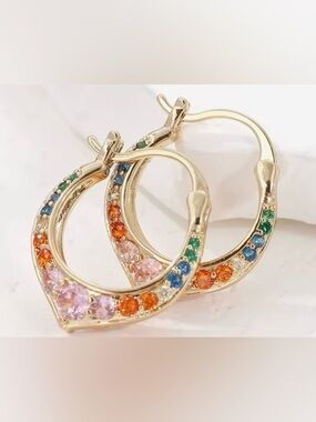 New Pave Set Jeweled Hoops